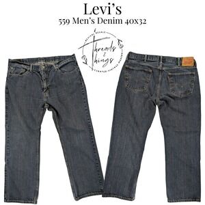 Levis's 559 Jeans Mens 40 x 32 Blue Denim Cotton Relaxed Classic Bootcut Cowboy‎
